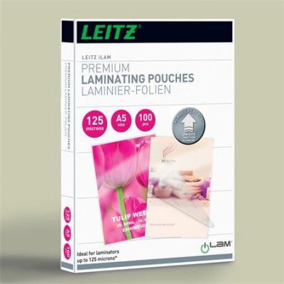 Meleglamináló fólia, 125 mikron, A5, fényes, UDT technológiával, LEITZ "iLam"