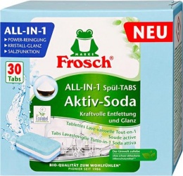 Mosogatógép tabletta, 30 db, FROSCH "All-in-1", aktív szóda